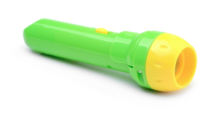 Small colored flashlight isolated on white backgroundの写真素材