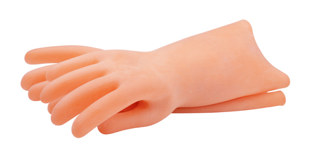 A pair of gloves dielectric  isolated on white backgroundの写真素材