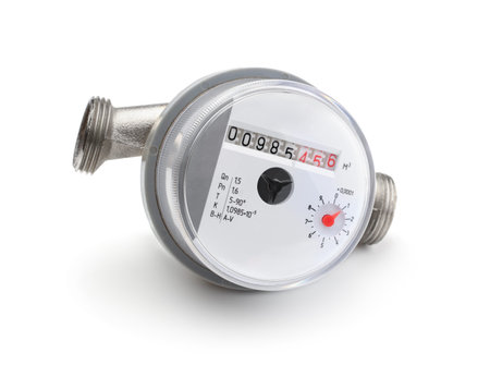 Plastic water meter isolated on white.