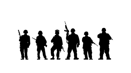 Soldiers silhouette with guns in vectorのイラスト素材