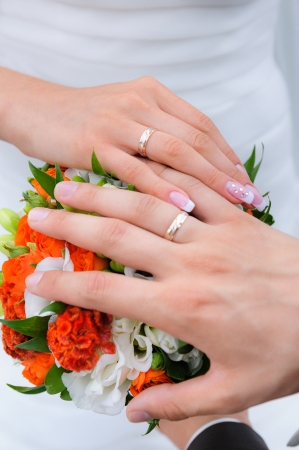 Wedding hands, Bouquetの写真素材