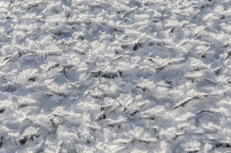 Crystals of snowflakes background, close-upの写真素材