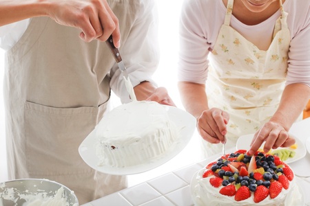 making a cakeの写真素材