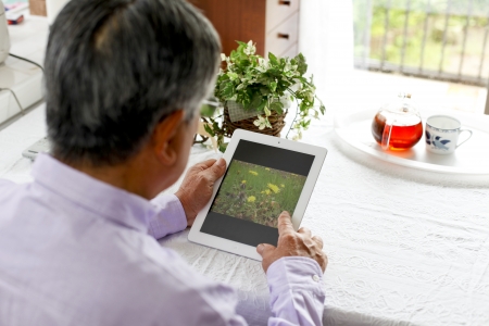 Tablet, seniorの写真素材