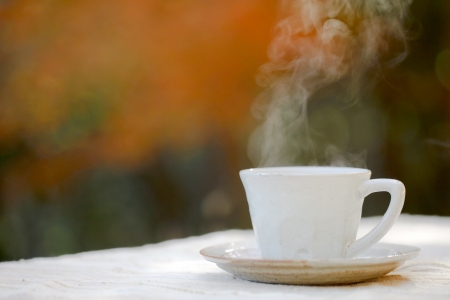 Hot coffee drink outdoorsの写真素材