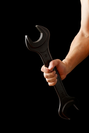 With a wrenchの写真素材