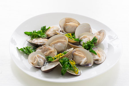 Japanese and clam dishesの写真素材