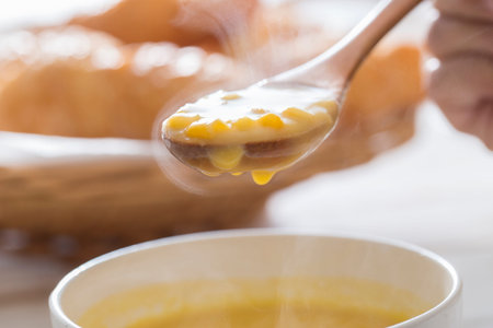 Corn soup, corn potageの写真素材