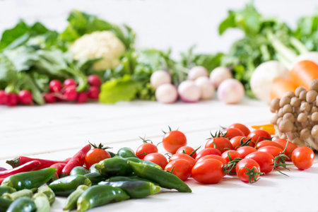 Various kinds of freshly harvested vegetables