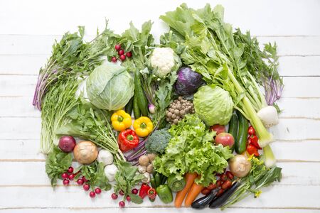 Various kinds of freshly harvested vegetablesの写真素材