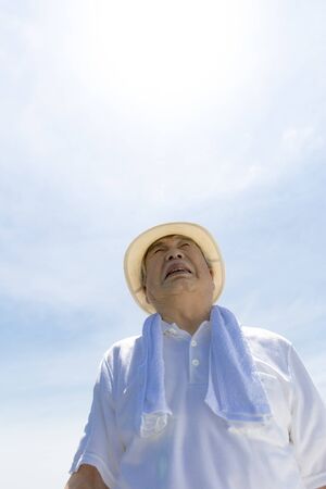 Heatstroke, seniorの写真素材