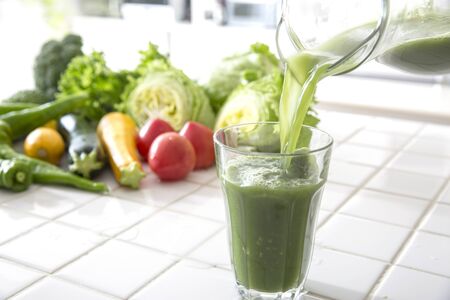 Vegetables and Green Juice of the Kitchen,の写真素材