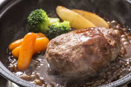 Shoot a homemade hamburger steakの写真素材