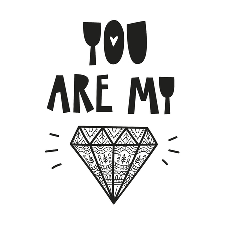 Cute kids poster with you are my diamond for baby room, greeting card, print on the wall, pillow, decoration kids, baby wear and t-shirtsのイラスト素材