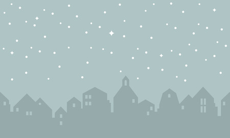 houses silhouette with stars Vector illustration.のイラスト素材