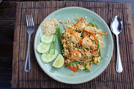 Pad thai, Stir fry noodles with shrimpの写真素材