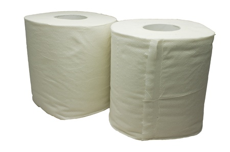 toilet paper on white backgroundの写真素材