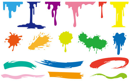 Set of colorful paint splashes isolated on a white background. Vector illustration.のイラスト素材