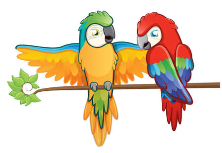 Cute Yellow And Red Macaw Kawaii Illustrationのイラスト素材