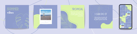 Social Media, set of editable feed social media template. Suitable even for web internet and ads.