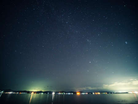 I went to Lake Shinji at night to take a picture.の写真素材