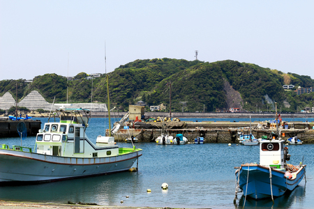 Scenery of fishing portの写真素材