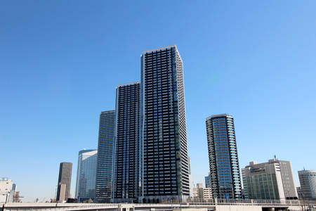 Tower apartment built in the redevelopment area of Tokyo Bay waterfrontの写真素材