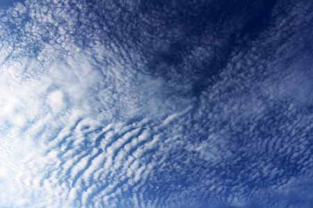 Cloud spreading in the blue sky seen from the bottomの写真素材