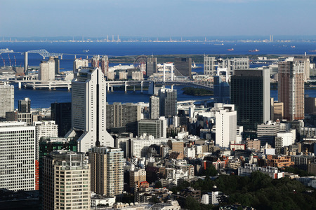 Aerial view of Tokyo Bay Areaの写真素材