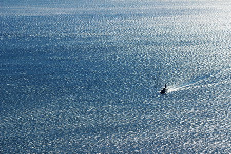 Vast oceans and fishing boatsの写真素材