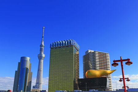 Asakusa in Tokyo, Japan 12 / 17 / 2018 Scenery of famous sightseeing spot Asakusa View of the Tokyo...