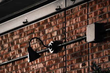 Lighting fixtures installed on the brick wall