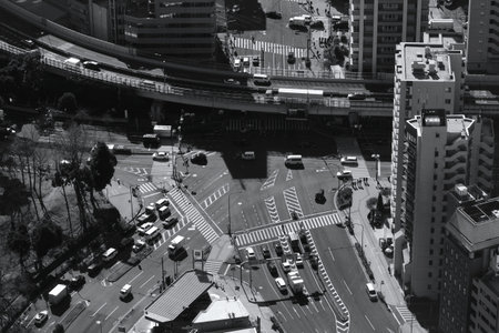 A bird's eye view of Tokyo streetscape