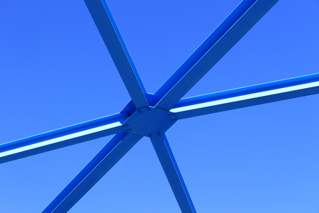 Closeup photo of a riveted steel seam of an iron bridgeの写真素材