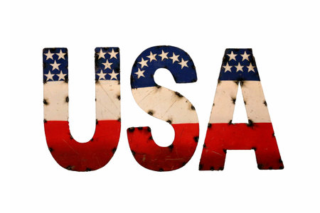 U.S.A logo figurine with American flag paintedの写真素材