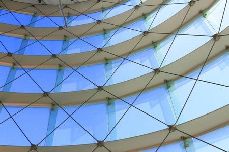 Glass built building constructed with wires
