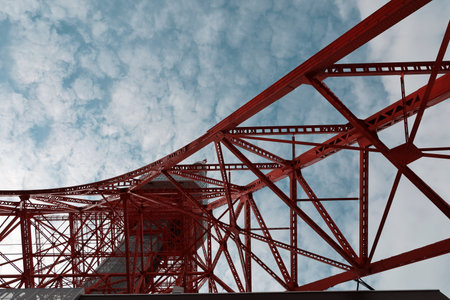 Tokyo street view  Steel structure of Tokyo Tower seen from directly below