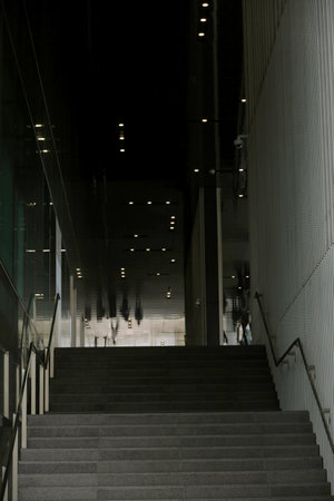Large atrium and staircase at the building entranceの写真素材
