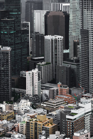 Tokyo cityscape Various buildings lined up in Toranomon