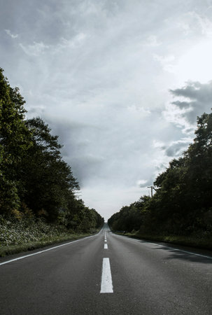Straight roads in Hokkaidoの写真素材