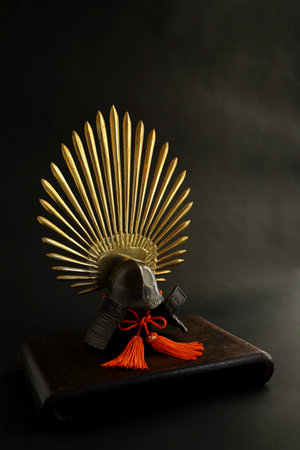 Still life photography of a miniature Toyotomi Hideyoshi helmet