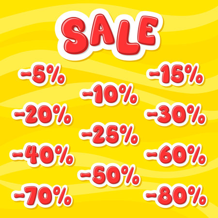 Vector illustration alphabet. Cartoon letters. Sale.のイラスト素材