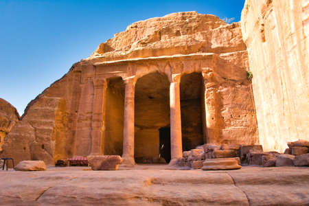 View on garden hall at Petra historical site in Jordan. Travel and tourism.の写真素材