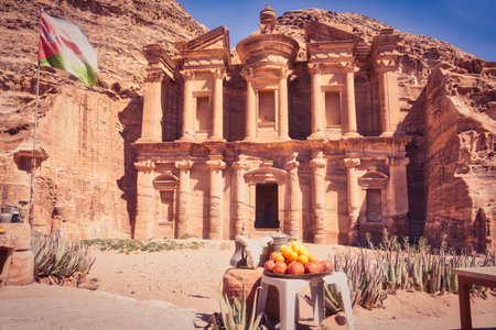 View on The Monastery in historical city of Petra, Jordan.の写真素材