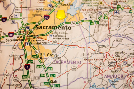 Sacramento, USA, September 2019: Map view of sacramento and surrounding areaのeditorial素材