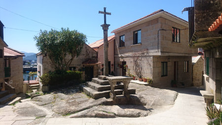 Combarro, Galicia, Spain, May 2018: streets and houses of the historical beach town Combarro
