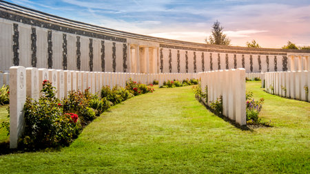 Passendale, West Flanders, Belgium, Aug. 2018: view on the Tyne Cot Commonwealth War Graves Cemetery...