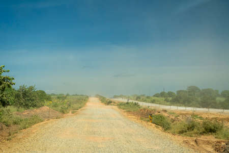 Roadworks paralel dirt road deviation in Africaの写真素材