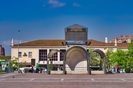 Santander, Spain, May 2012: Bus station at Santander at plaza estacionesのeditorial素材