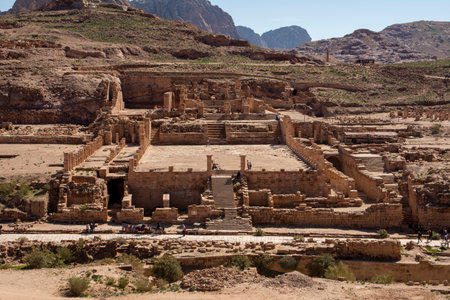 Petra, Jordan, March 2020: View on the great temple of Petra, Jordanのeditorial素材